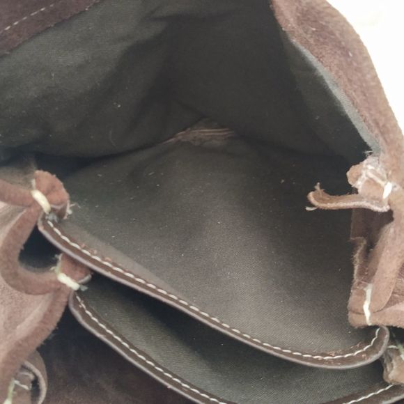 EUC Vintage Amilet Brown Suede Leather Saddle Bag Purse Shoulder Bag Bead Flower - Picture 7 of 11